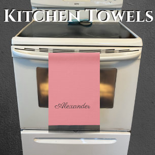 Modern Coral template, Black Script Kitchen Towel
