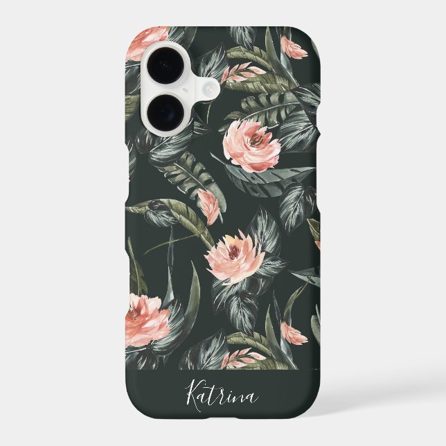Modern Coral Tropics Pattern iPhone Case (Back)