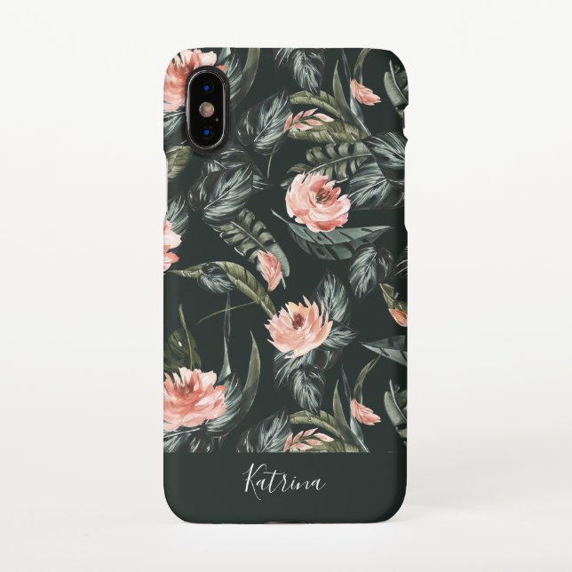 Modern Coral Tropics Pattern iPhone Case (Back)