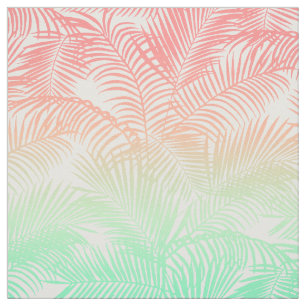 Modern coral turquoise tropical palm trees pattern fabric