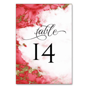 Modern Coral Watercolor Geode BarefootBride™ Table Number