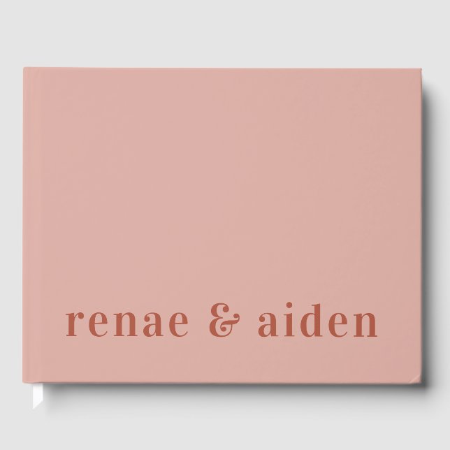 Modern Coral Wedding Guest book (Front)