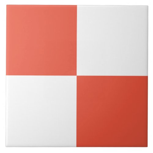 Modern Coral White Checkered Ceramic Tile