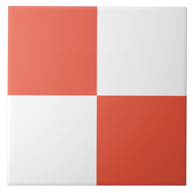 Modern Coral White Checkered Ceramic Tile (Front)