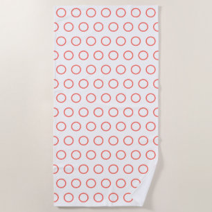Modern Coral White Circle Pattern Beach Towel