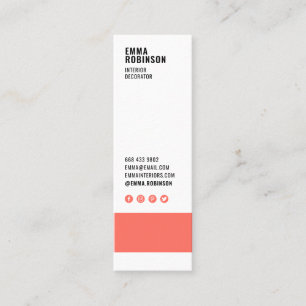 Modern coral white interior decorator paint swatch mini business card