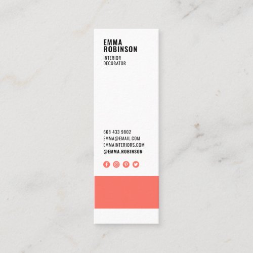 Modern coral white interior decorator paint swatch mini business card