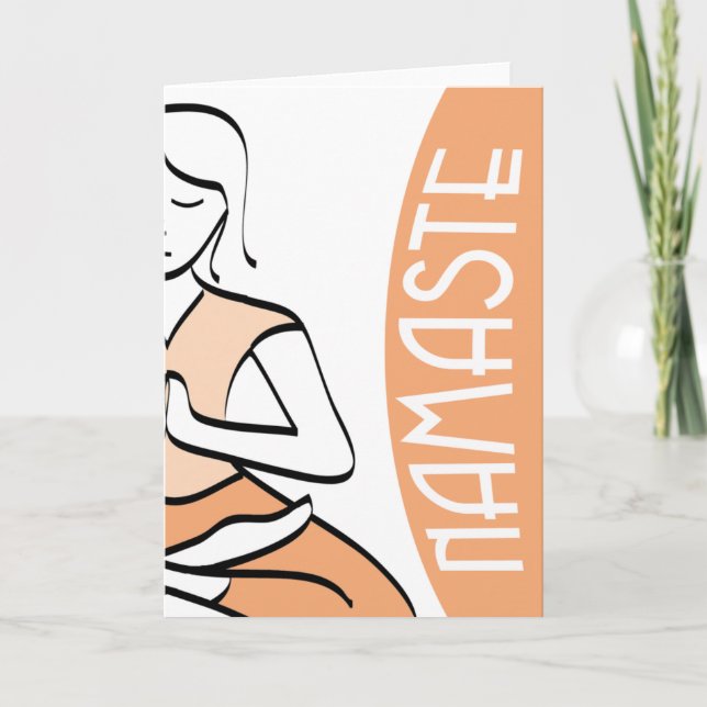 Modern Coral Yoga Illustration Namaste Card (Front)