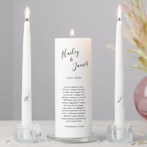 Modern Corinthians Bible Verse Wedding Unity Candle Set