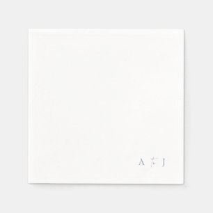  Modern Corner Initials "to" Wedding Dusty Blue  Napkins