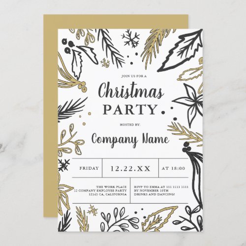 Modern corporate bold gray gold Christmas party Invitation