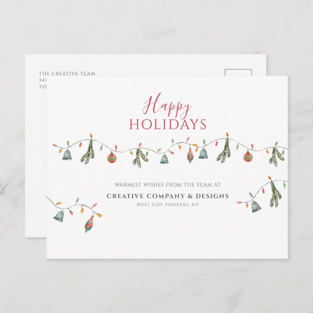 Modern Corporate Business Script Holiday Postcard (Front/Back)