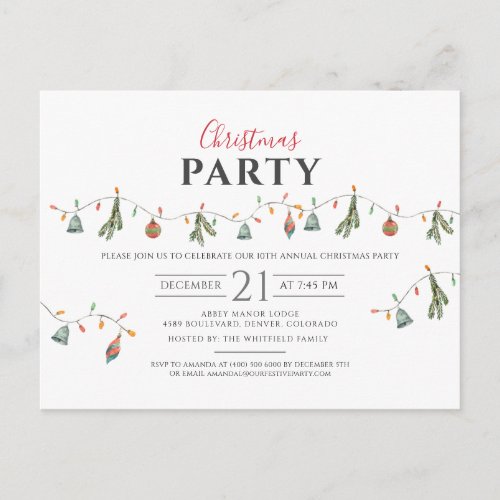 Modern Corporate Christmas Party Modern Invitation Postcard