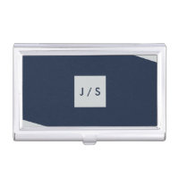 Modern Corporate Dark Blue and Light Grey Business Card Holder