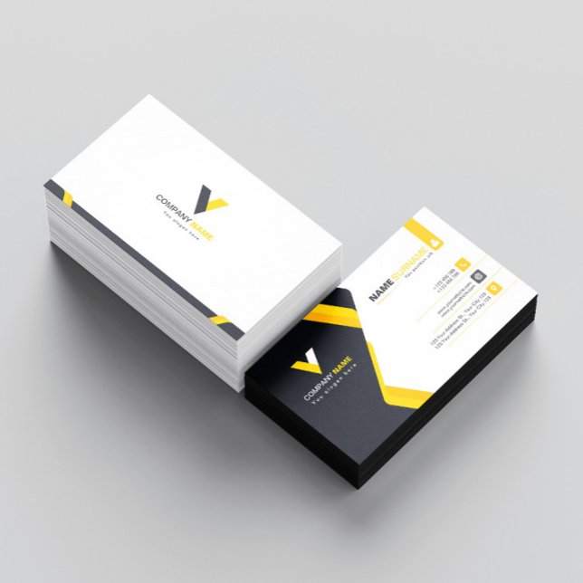 Modern Corporate Elegant Dark Yellow Business Card (Creator Uploaded)
