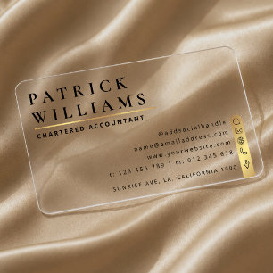 Modern Corporate Gold Effect Contact Icons Plastic Clear Business Cards