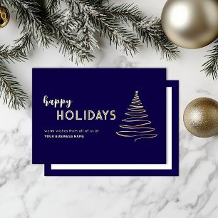 Modern Corporate Gold Foil Holiday Card