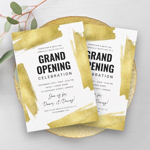 Modern Corporate Grand Opening Gold Invitation