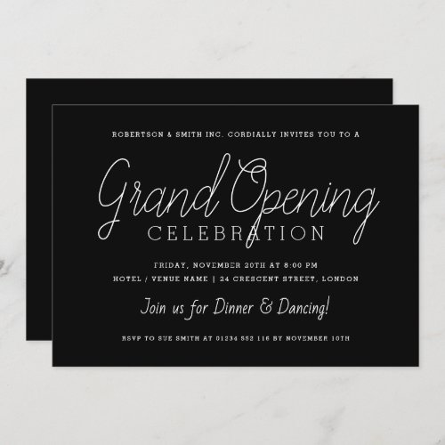 Modern Corporate Grand Opening Simple Black  Invitation