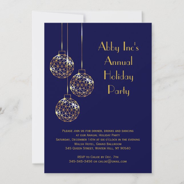 Modern Corporate Holiday Party Invitation - blue (Front)