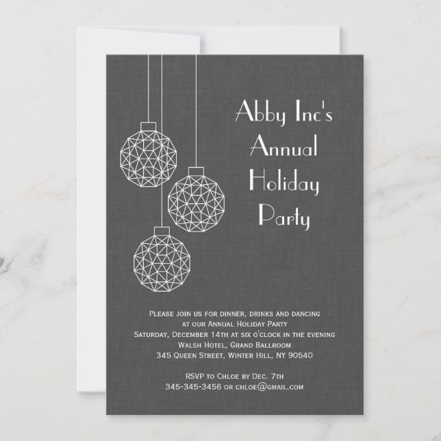 Modern Corporate Holiday Party Invitation - gray (Front)