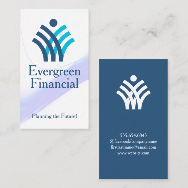 Modern Corporate Logo Blue White Business Card (Front/Back)