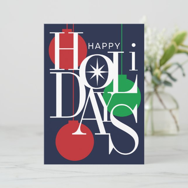 Modern Corporate Logo Happy Holidays Greeting Card (Standing Front)