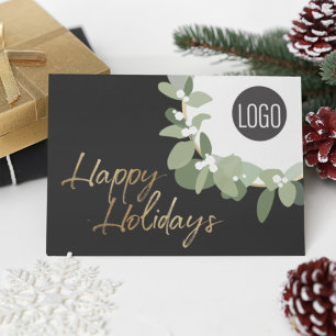 Modern Corporate Logo Happy Holidays No photo  Holiday Card