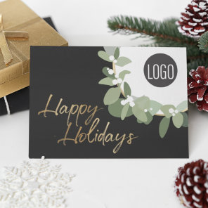 Modern Corporate Logo Happy Holidays No photo  Holiday Card