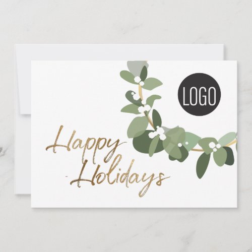 Modern Corporate Logo Happy Holidays No photo Holiday Card