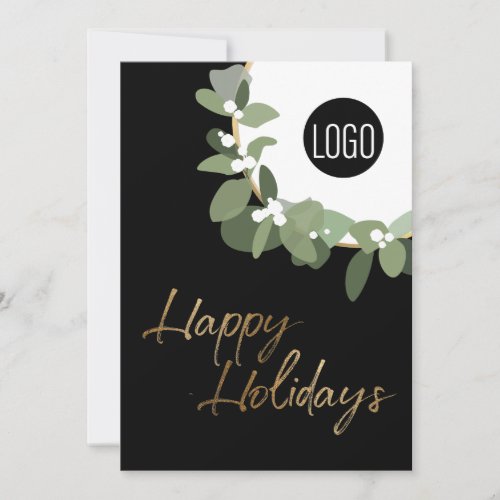 Modern Corporate Logo Happy Holidays vertical Holiday Card