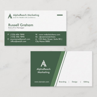 Modern Corporate Marketing Agents Green White Business Card