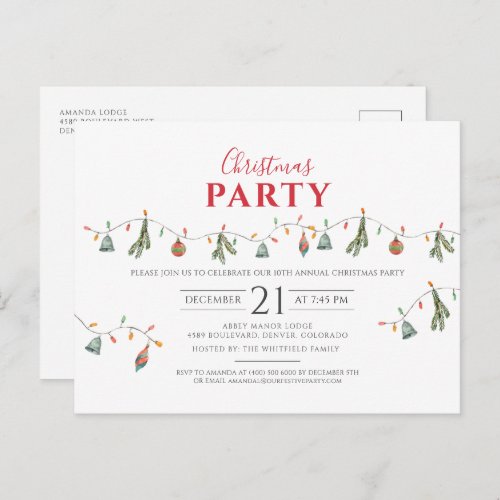 Modern Corporate Office Christmas Holiday Party Invitation Postcard