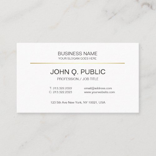 Modern Corporate Plain Gold White Professional Business Card