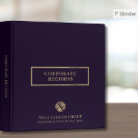 Modern Corporate Records Binder<br><div class="desc">Corporate Records Binder designed for storing corporate documents and records. Ideal for corporate records, documents, financials, bookkeeping, creating corporate compliance kits, creating a corporate record book for LLC, S Corp and more. Designed with a customizable logo and classic typography, you can customize by changing the image and text using the...</div>