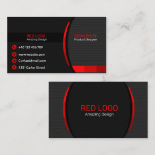 Modern Corporate Red and Black Business Card