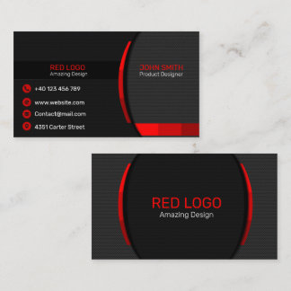 Modern Corporate Red and Black Business Card