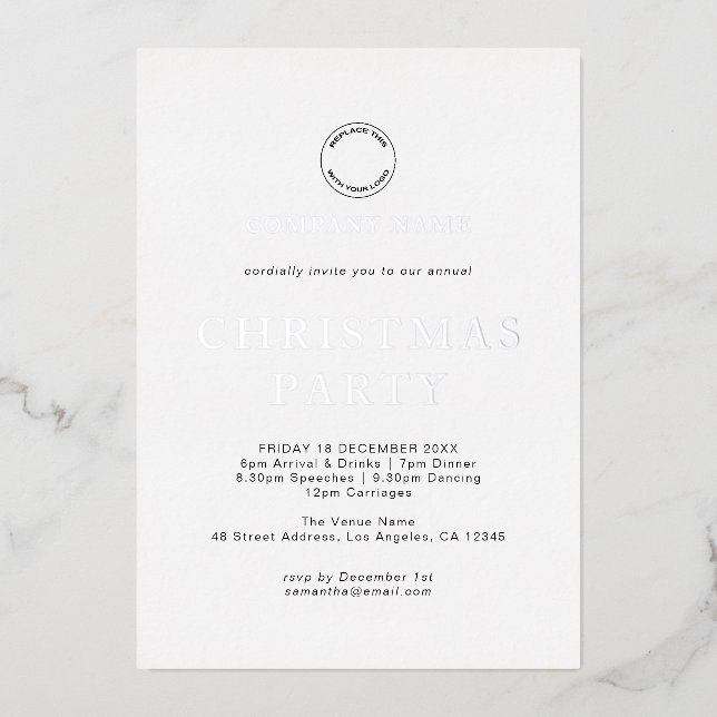 Modern Corporate Text Christmas Party Luxury Real Foil Invitation (Front)
