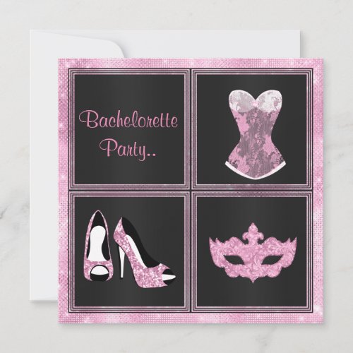 MODERN Corset pink custom BACHELORETTE PARTY Invitation