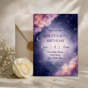 Modern Cosmic 40th Birthday Invitation