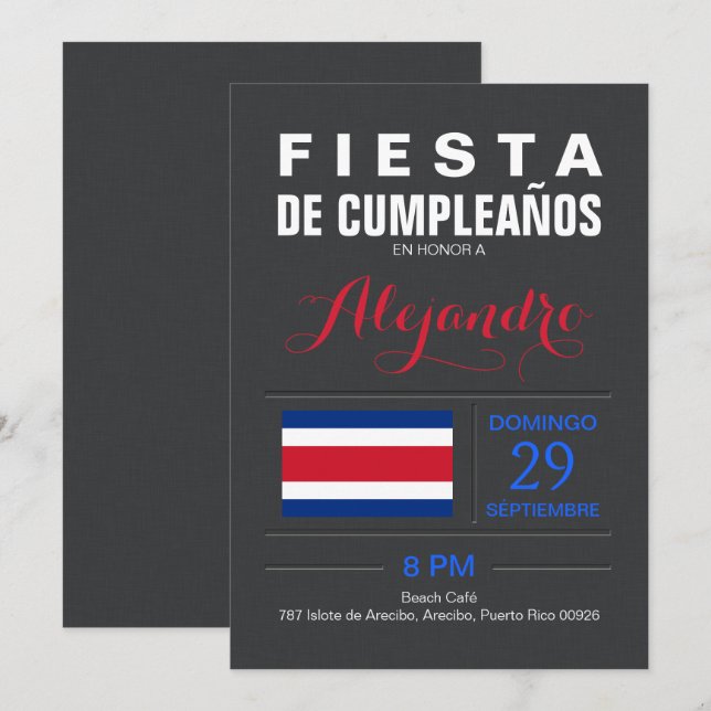 Modern: Costa Rica Party Invitation (Front/Back)
