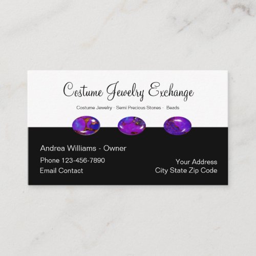 Modern Costume Jewelry purple Copper Turquoise Business Card