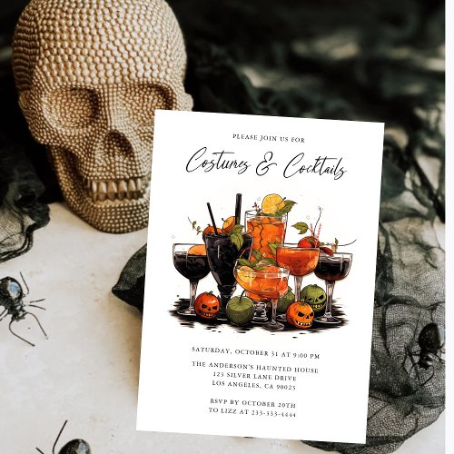 Modern Costumes  Cocktail Halloween Party  Invitation