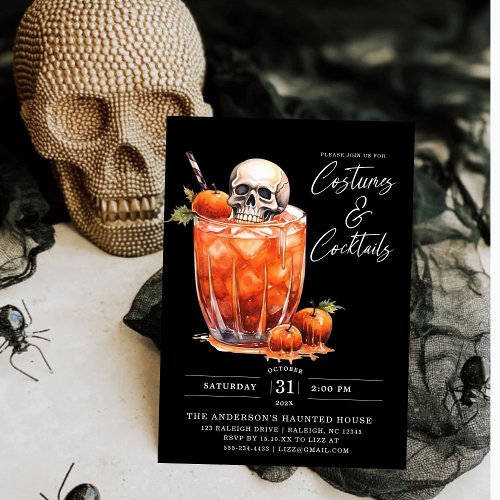 Modern Costumes  Cocktail Halloween Party   Invitation