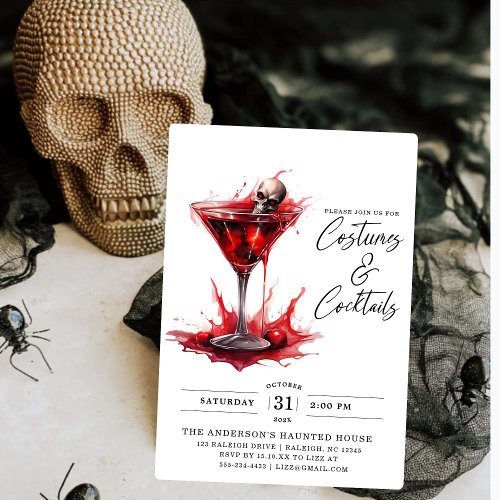 Modern Costumes  Cocktail Halloween Party   Invitation