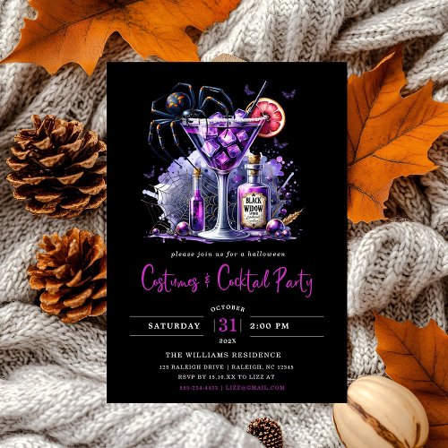 Modern Costumes &amp; Cocktail Halloween Party Invitation