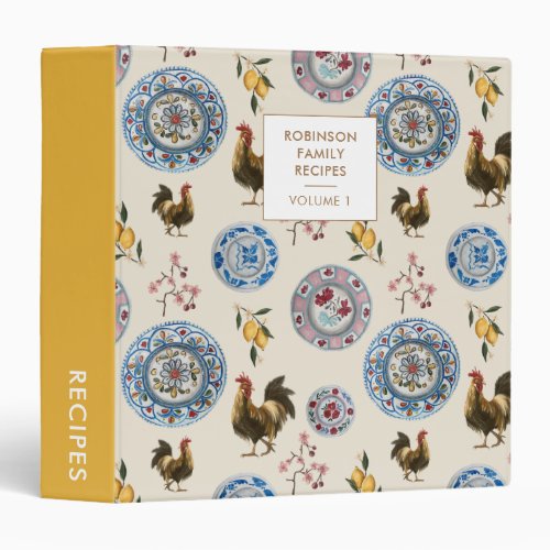 Modern Cottage Farmhouse Personalized Recipe 3 Ring Binder