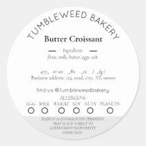 Ohio Cottage Food Law Label home baker