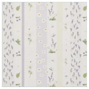 Modern cottagecore - Bee Lavender vertical border  Fabric