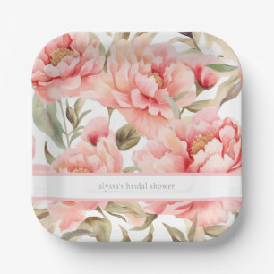 Modern Cottagecore Blush Peony Paper Plates